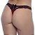 Calcinha Em Microfibra Com Tiras Duplas E Detalhes Rendados Hot Love - Vermelho Com Preto - Imagem 1