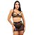 Conjunto Sensual Bicolor Com Sainha Hot Love - Preto Com Dourado - Imagem 1