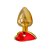 Plug Anal De Metal Dourado Com Pedra De Coração Hard - Vermelho - Imagem 1