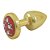 Plug Less P Dourado Com Pedra Cravejada Hard - Vermelho - Imagem 1