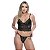 Conjunto Sensual Bicolor Rendado Hot Love - Preto Com Verde - GG - Imagem 1