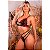 Conjunto Bicolor Em Tiras E Renda Hot Love - Preto Com Terra - G - Imagem 1