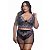 Conjunto Sensual Bicolor Com Sainha Plus Size Hot Love - Preto Com Rosa - 50 - Imagem 1