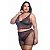 Conjunto Sensual Bicolor Com Sainha Plus Size Hot Love - Preto Com Terra - 52 - Imagem 2