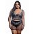 Conjunto Sensual Bicolor Com Sainha Plus Size Hot Love - Preto Com Prata - 48 - Imagem 1