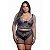 Conjunto Sensual Bicolor Com Sainha Plus Size Hot Love - Preto Com Prata - 48 - Imagem 2