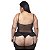 Espartilho Plus Size Bojo Cetim Com Tule E Renda Macler - Preto - 54 - Imagem 1