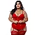 Espartilho Plus Size Com Bojo Drapeado E Fita De Cetim Trançada Macler - Vermelho - 48 - Imagem 1