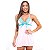 Camisola Curta Com Fita Em Cetim E Renda Hot Love - Rosa Com Verde Água - M - Imagem 1