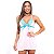 Camisola Curta Com Fita Em Cetim E Renda Hot Love - Rosa Com Verde Água - GG - Imagem 1