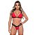 Conjunto Strappy Sem Bojo Em Renda Floral Patitex - Vermelho - P - Imagem 1