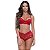 Conjunto Flora Sutiã Com Bojo E Calcinha Caleçon Patitex - Vermelho - G - Imagem 1