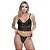 Conjunto Sensual Bicolor Rendado Hot Love - Preto Com Verde - P - Imagem 1