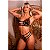 Conjunto Bicolor Em Tiras E Renda Hot Love - Preto Com Dourado - P - Imagem 1