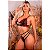 Conjunto Bicolor Em Tiras E Renda Hot Love - Preto Com Terra - GG - Imagem 2