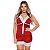Short Doll Com Fita Cetim Em Malha Hot Love - Vermelho Com Branco - M - Imagem 1