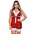 Short Doll Com Fita Cetim Em Malha Hot Love - Vermelho Com Branco - M - Imagem 2