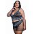 Conjunto Sensual Bicolor Com Sainha Plus Size Hot Love - Preto Com Azul - 50 - Imagem 1