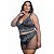 Conjunto Sensual Bicolor Com Sainha Plus Size Hot Love - Preto Com Azul - 52 - Imagem 2