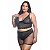 Conjunto Sensual Bicolor Com Sainha Plus Size Hot Love - Preto Com Verde - 48 - Imagem 1