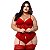 Espartilho Plus Size Tule Com Detalhe Em Renda Macler - Vermelho - 50 - Imagem 2