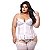 Espartilho Plus Size Bojo Cetim Com Tule E Renda Macler - Branco - 52 - Imagem 1