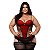 Espartilho Em Tule Com Babadinhos E Laço Plus Size Macler - Preto - 50 - Imagem 1