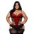 Espartilho Em Tule Com Babadinhos E Laço Plus Size Macler - Preto - 54 - Imagem 2