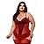Espartilho Em Tule Com Babadinhos E Laço Plus Size Macler - Vermelho - 54 - Imagem 2