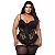 Espartilho Plus Size Com Bojo Drapeado E Fita De Cetim Trançada Macler - Preto - 52 - Imagem 2