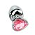 Plug Anal De Aço Inoxidável Cromado Com Pedra Formato Coração Tamanho M Sexy Import - Rosa - Imagem 2