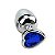 Plug Anal De Aço Inoxidável Cromado Com Pedra Formato Coração Tamanho M Sexy Import - Azul - Imagem 2