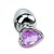Plug Anal De Aço Inoxidável Cromado Com Pedra Formato Coração Tamanho M Sexy Import - Lilas - Imagem 2