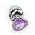 Plug Anal De Aço Inoxidável Cromado Com Pedra Formato Coração Tamanho M Sexy Import - Lilas - Imagem 3