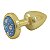 Plug Less P Dourado Com Pedra Cravejada Hard - Azul - Imagem 2