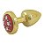 Plug Less P Dourado Com Pedra Cravejada Hard - Vermelho - Imagem 2