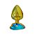 Plug Anal De Metal Dourado Com Pedra De Coração Hard - Azul - Imagem 1