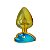 Plug Anal De Metal Dourado Com Pedra De Coração Hard - Azul - Imagem 2
