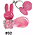Kit 03 Unidades Lip Gloss com Chaveiro Coelhinho Hello Mini Y252 - Imagem 3
