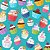 Tricoline digital cupcakes fundo tiffany 25x150cm - Un - Imagem 1