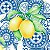 Tricoline digital limão siciliano fundo azulejo português azul 25x150cm - Un - Imagem 1