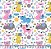 Tricoline gatos e cachorros fundo branco 50x150cm - Un - Imagem 1