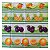 Tricoline 100% algodão barrados 50x148cm c/ 11 faixas - Pomar de frutas - Imagem 1