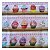 Tricoline 100% algodão barrados 50x148cm c/ 11 faixas - Cupcakes fundo azul e rosa - Imagem 1