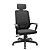 Cadeira de Escritório Presidente Aldrix Com Apoio de Cabeça Tela Relax Base Standard Braço Fixo RPU Rev. Poliéster Preto- Kingflex - Imagem 1