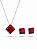 Conjunto Colar e Brincos Quadrado em Prata 925 - Cristal Rubi - Imagem 3