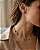 Conjunto Feminino Colar Regulável Coração Cravejado e Brinco em Aço Inoxidável - Imagem 1
