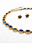 Conjunto Feminino Colar Regulável Oval Cravejado e Brinco Dourado Linha Premium Aço Inoxidável - Imagem 3