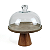Boleira Com Prato Ceramica Greige E Redoma de Vidro com Base Cone - Imagem 2