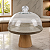 Boleira Com Prato Ceramica Bege e Redoma de Vidro com Base Cone - Imagem 1